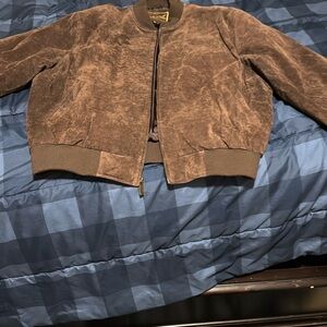 Stylish Brown Suede Bomber Jacket
